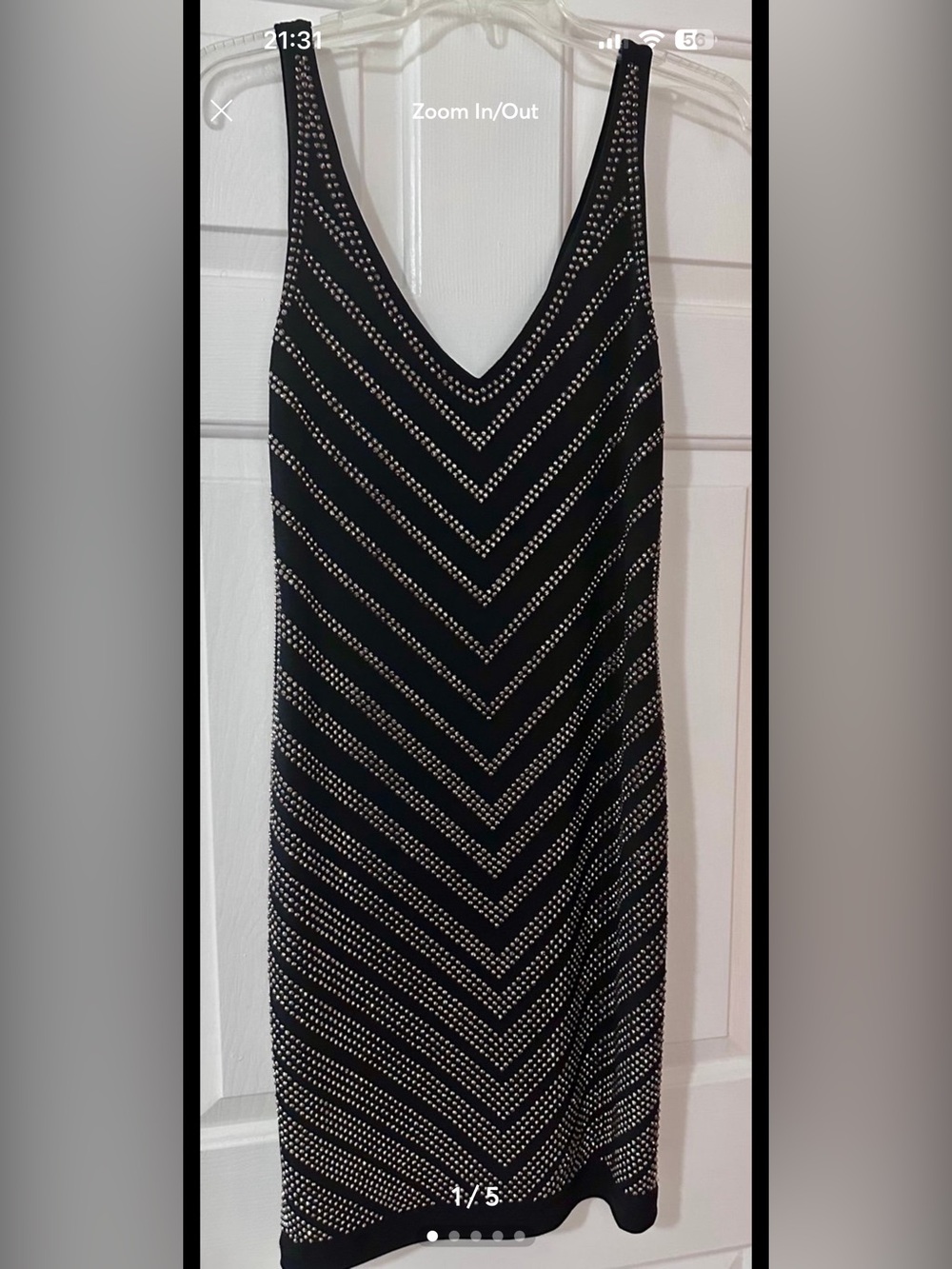 Cache Black Studded V-Neck Cocktail Dress (Size S)